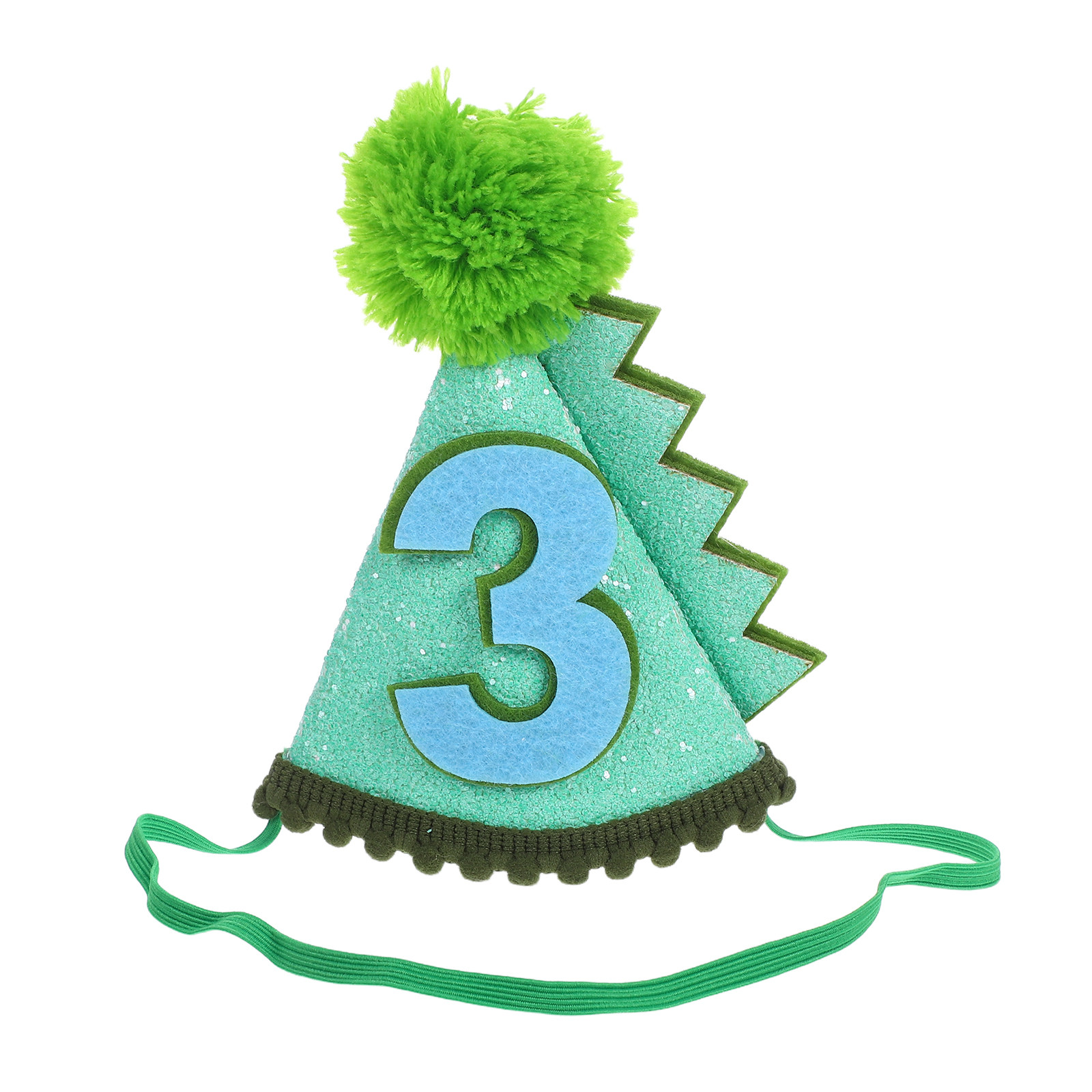 Party Hat Cone - Green Dinosaur Cone Birthday Hat Sequin