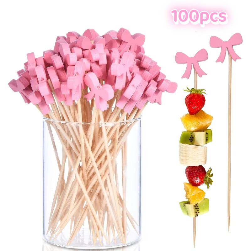 Wooden Bow Cocktail Picks 100P - đánh giá và giá Centerpiece Stick