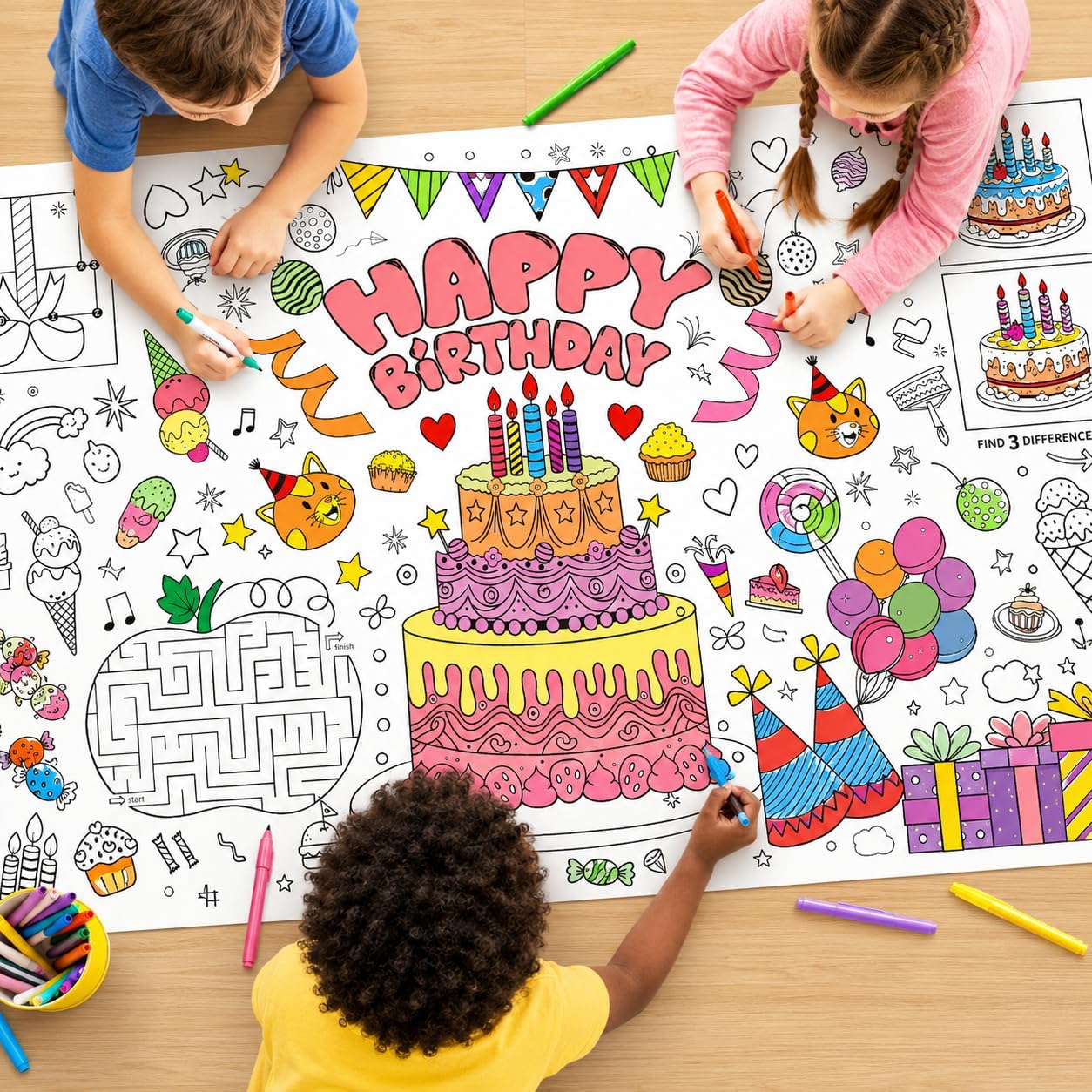 Kids Giant Coloring Poster DIY - đánh giá và giá Table Cloth Disposable