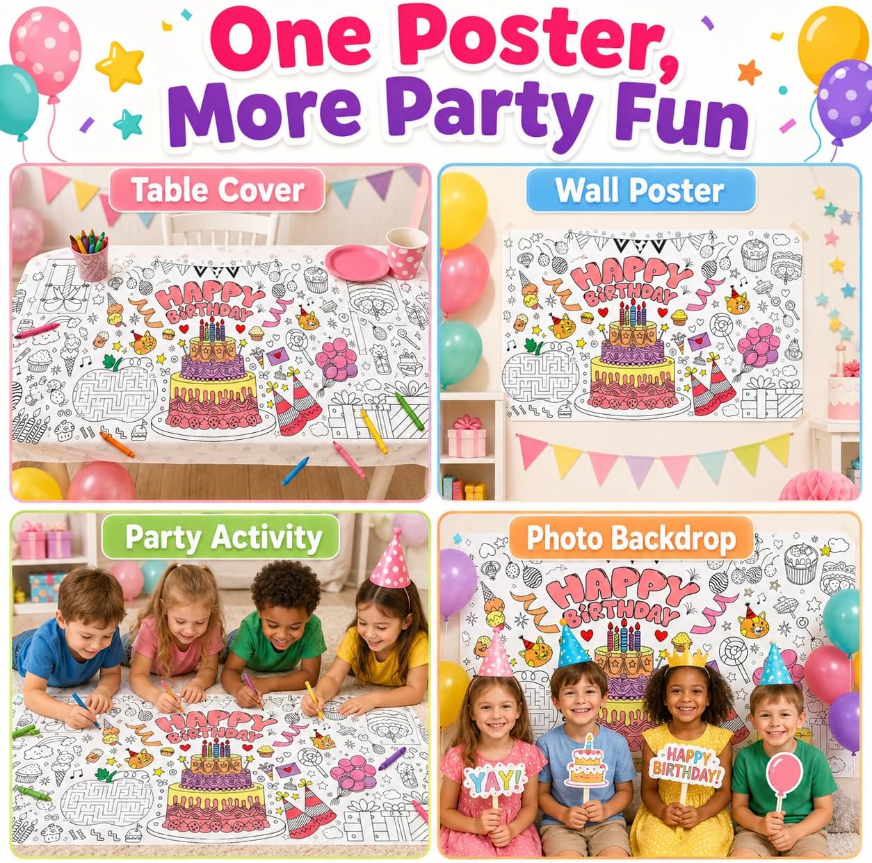 Kids Giant Coloring Poster DIY - đánh giá và giá Table Cloth Disposable