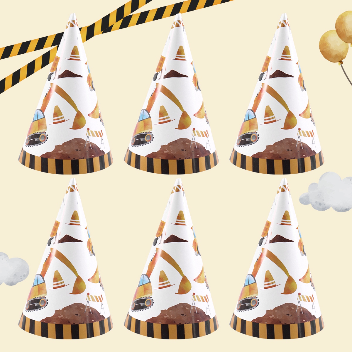 6pcs Construction Truck Birthd - đánh giá và giá Party Hat Cone