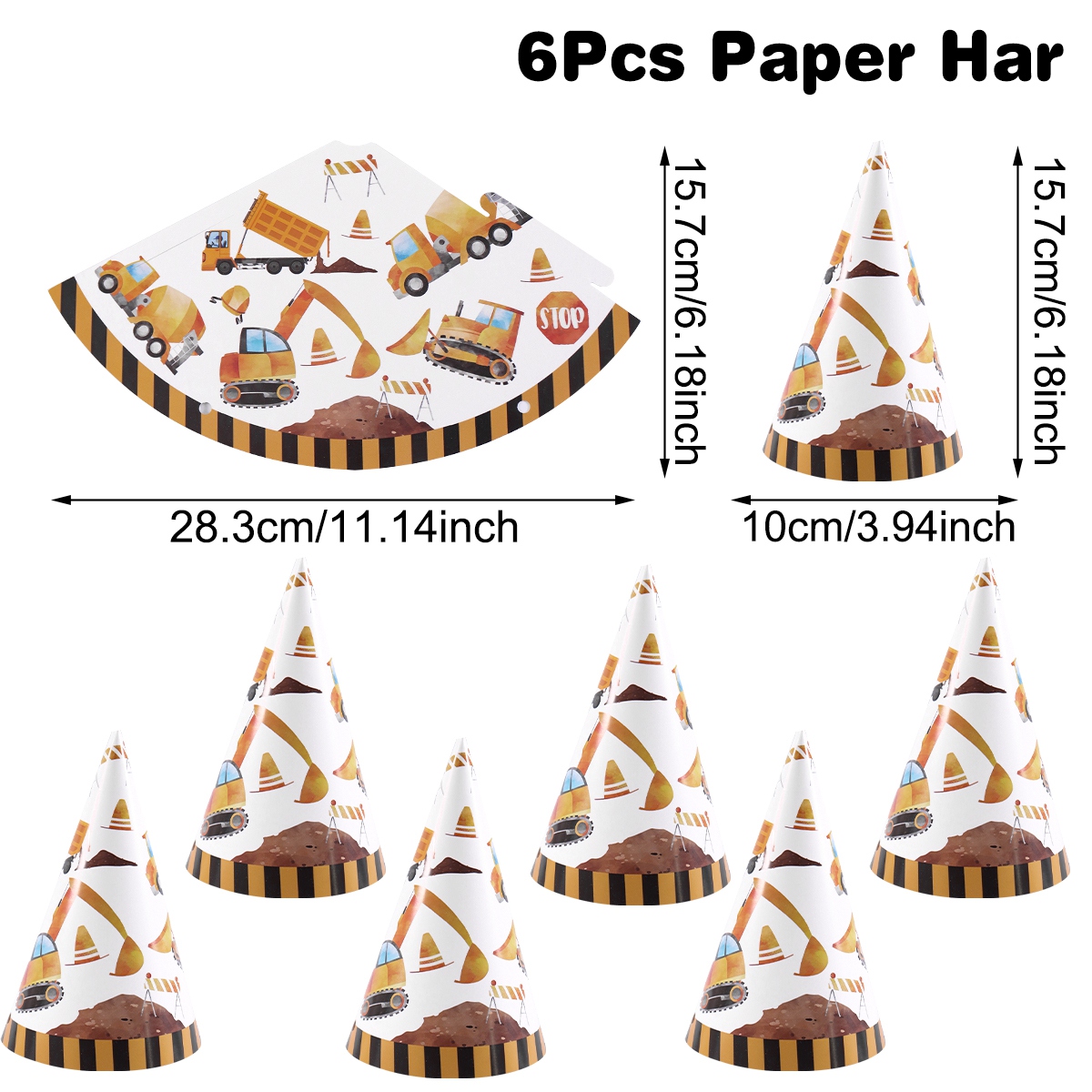 6pcs Construction Truck Birthd - đánh giá và giá Party Hat Cone