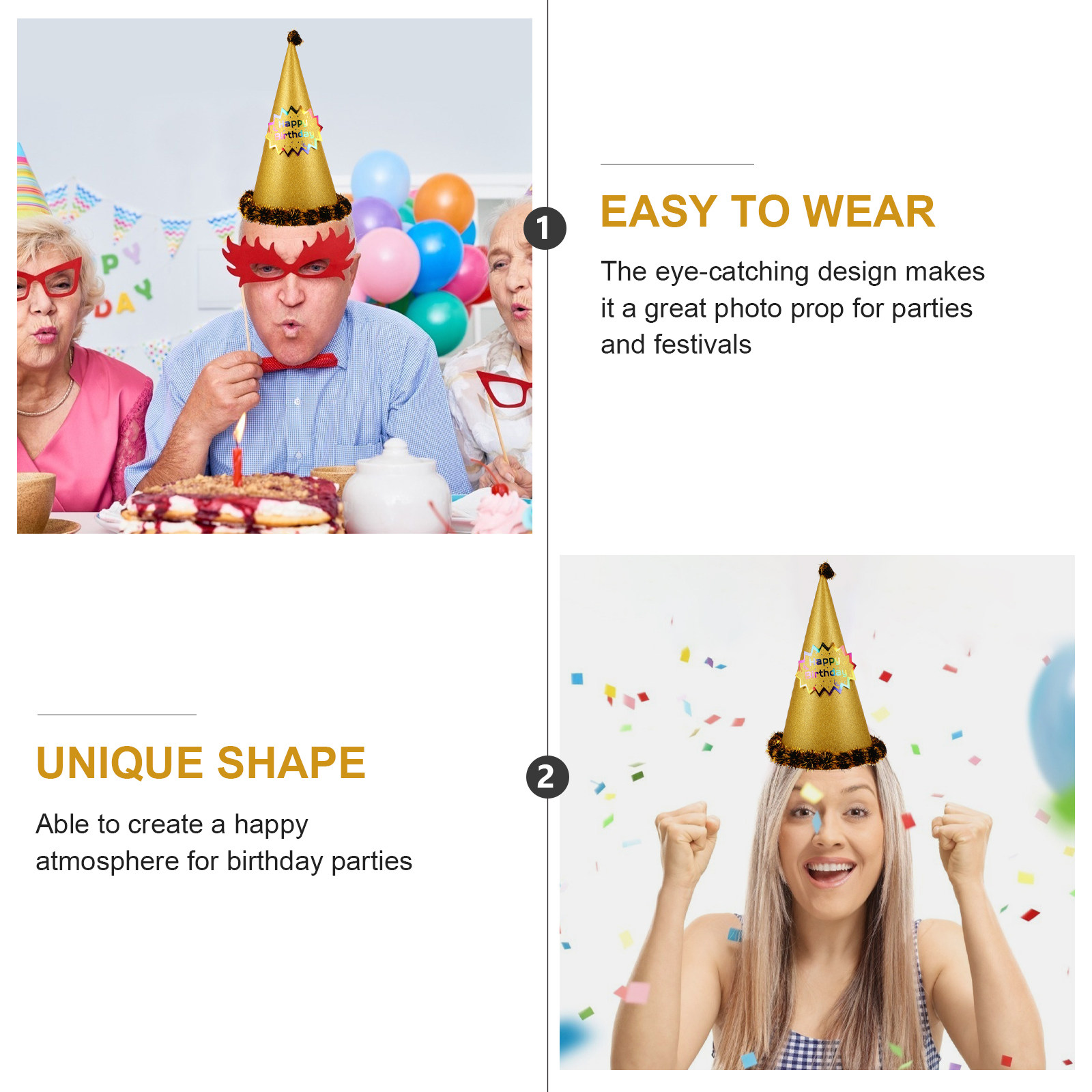 Golden Cone Shaped Party Hat B - đánh giá và giá Party Hat Cone