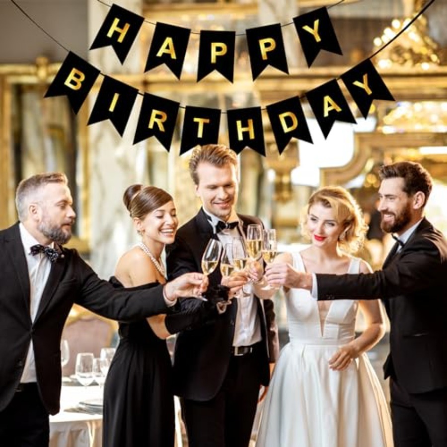 Happy Birthday Banner,Pre-Stru - đánh giá và giá Party Banner Gold
