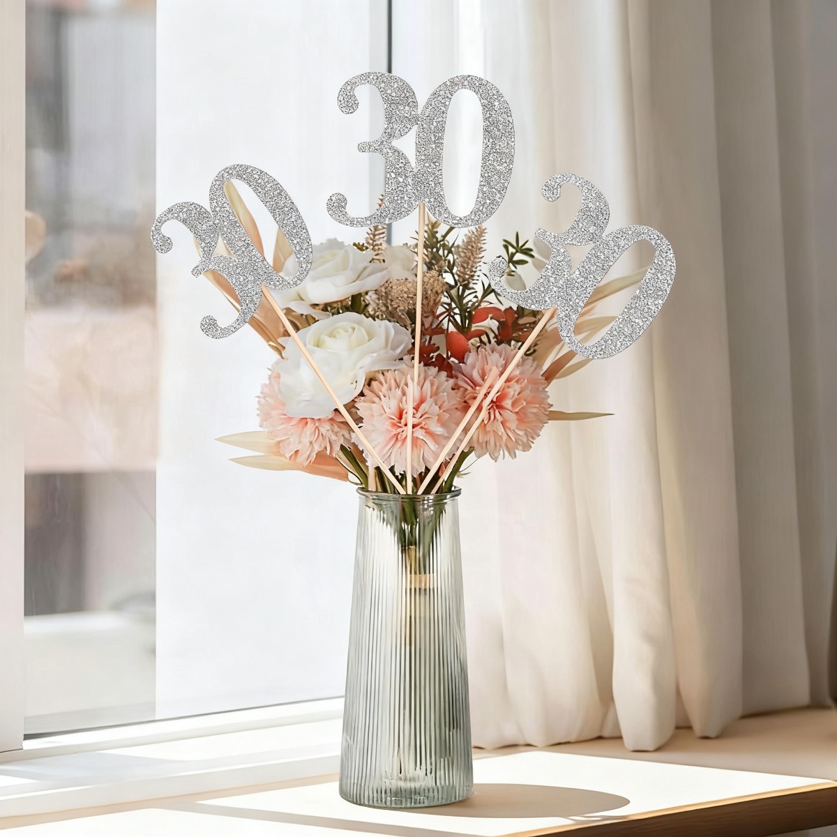 9pcs Silver Glitter 30th Birth - đánh giá và giá Centerpiece Stick