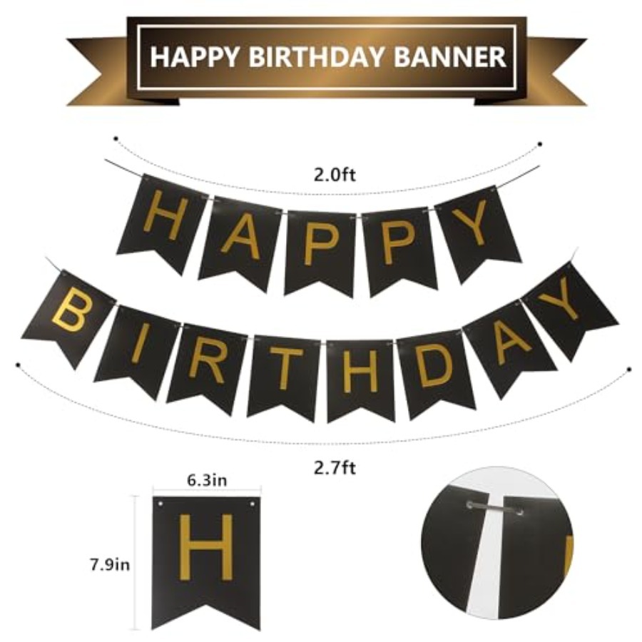 Black and Gold Striped Banner  - đánh giá và giá Party Banner Gold
